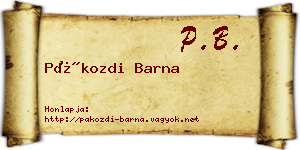 Pákozdi Barna névjegykártya